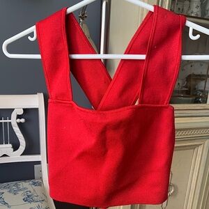 Aritiza Babaton Sculpt knit/contour red cross crop top